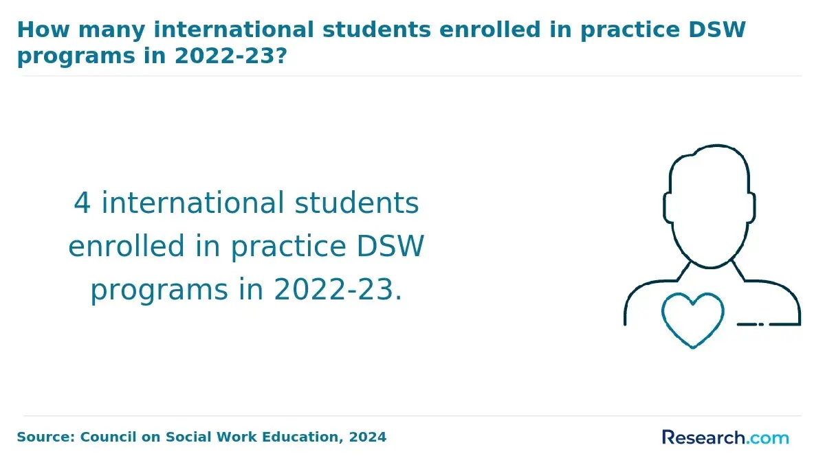 4 international students enrolled in practice DSW programs in 2022-23
