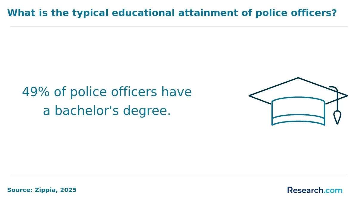 49% of policeofficers have a bachelor's degree.