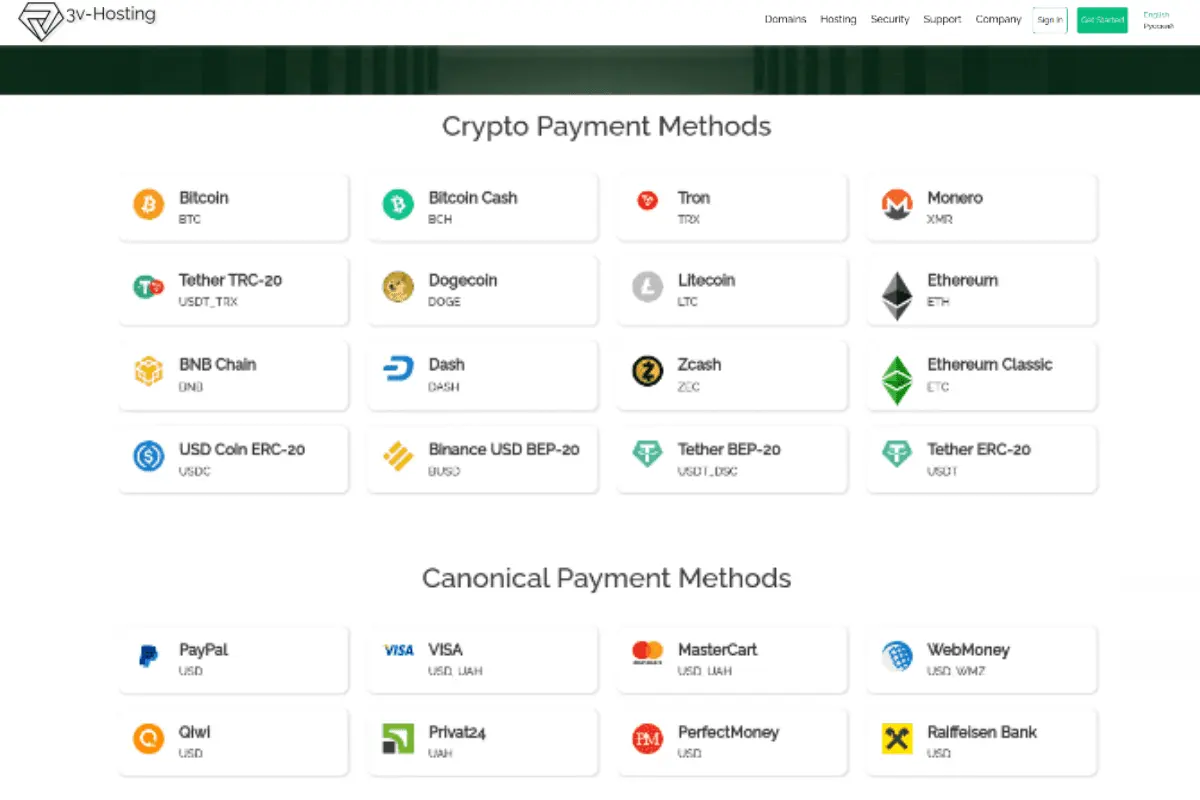 3v-hosting payment methods