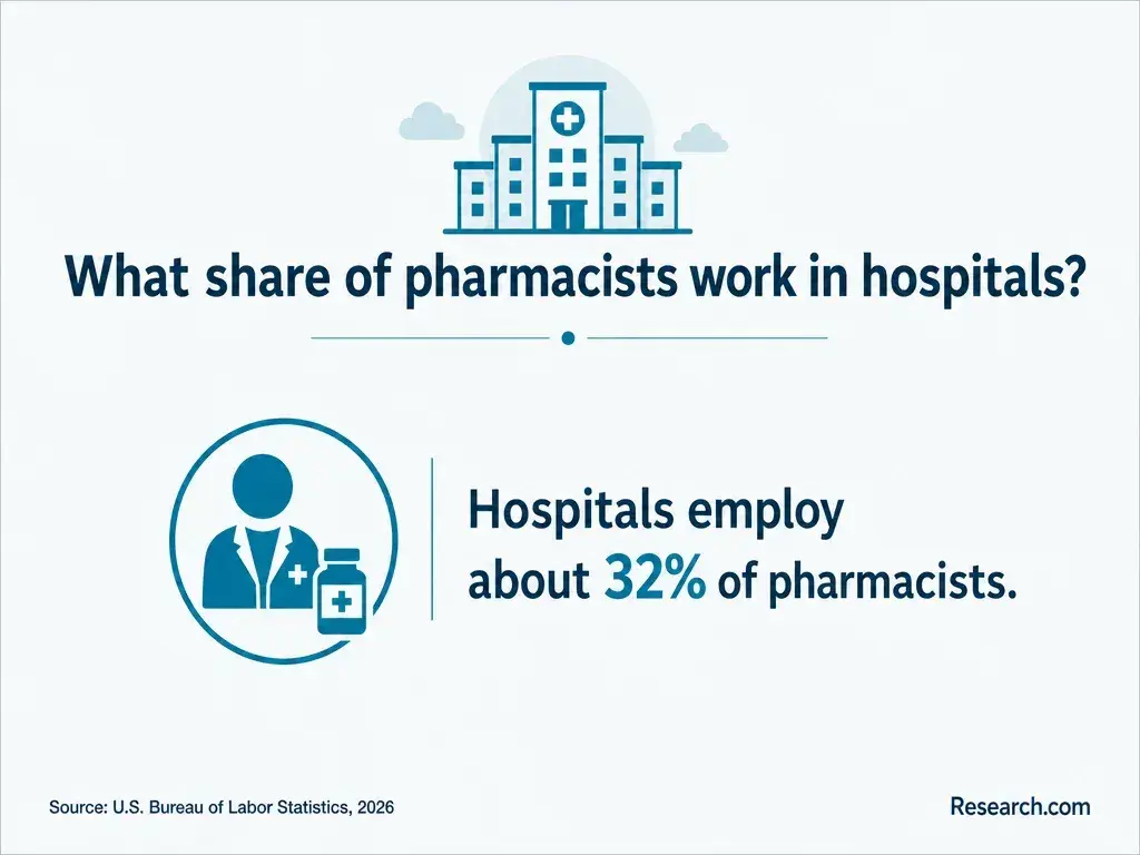 The share of pharmacists who work in hospitals.