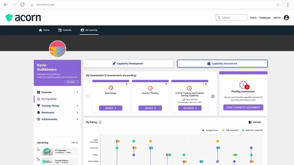 Acorn LMS has a tracking skills development feature.