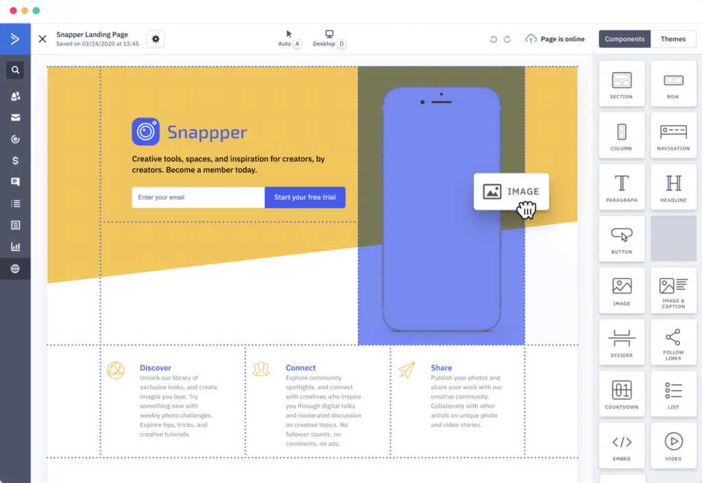 A sample of an ActiveCampaign customized landing page