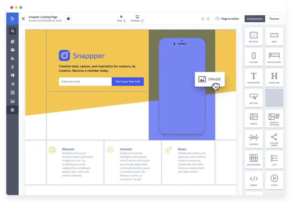 ActiveCampaign has tools for building customized landing pages