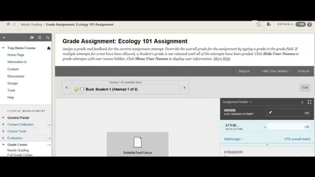 Blackboard SafeAssign performs quick and accurate plagiarism checks