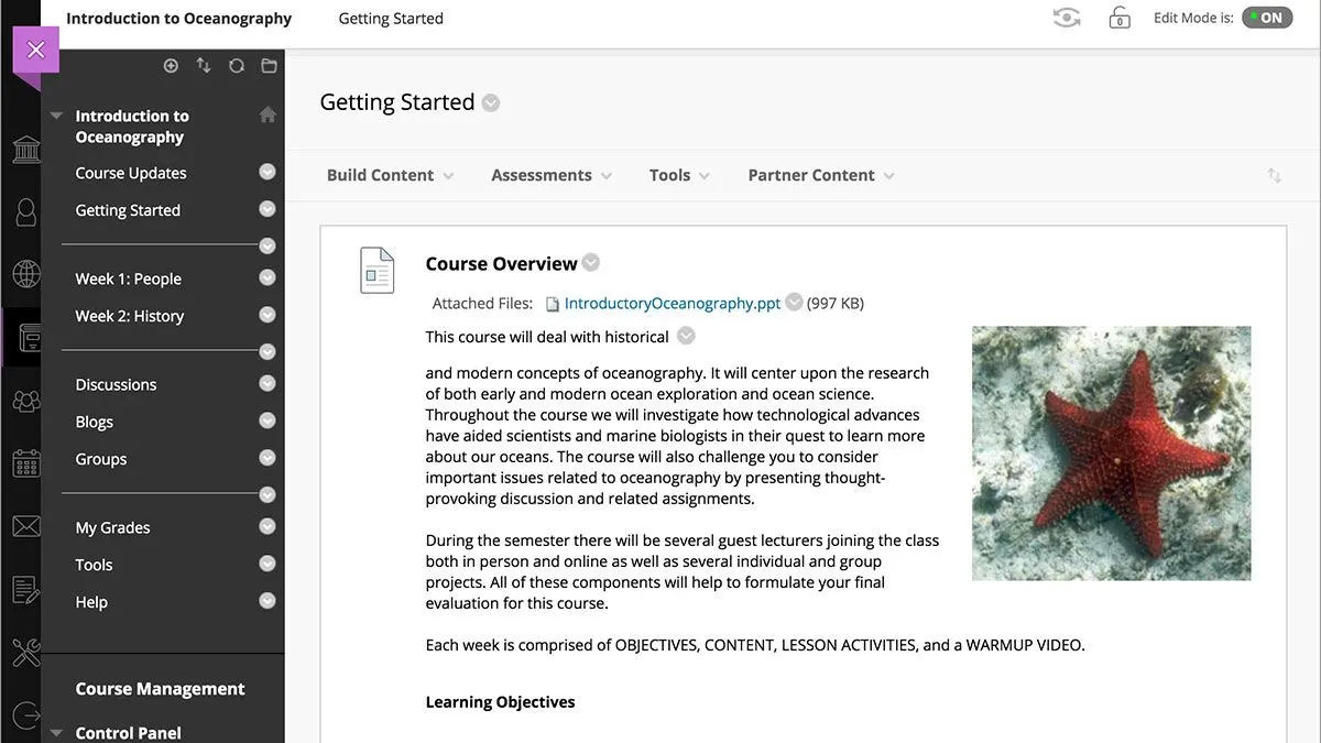 Blackboard Learn has an intuitive user interface for easy course editing.