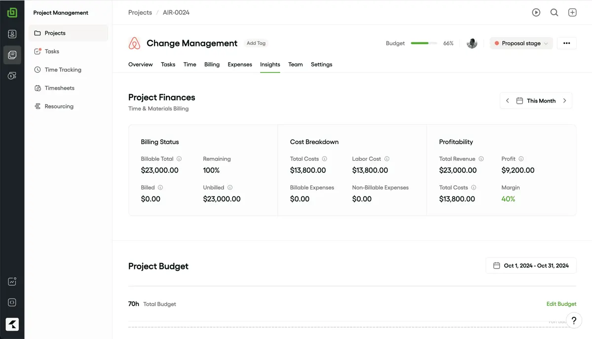 Get a real-time detailed overview of project finances&nbsp;