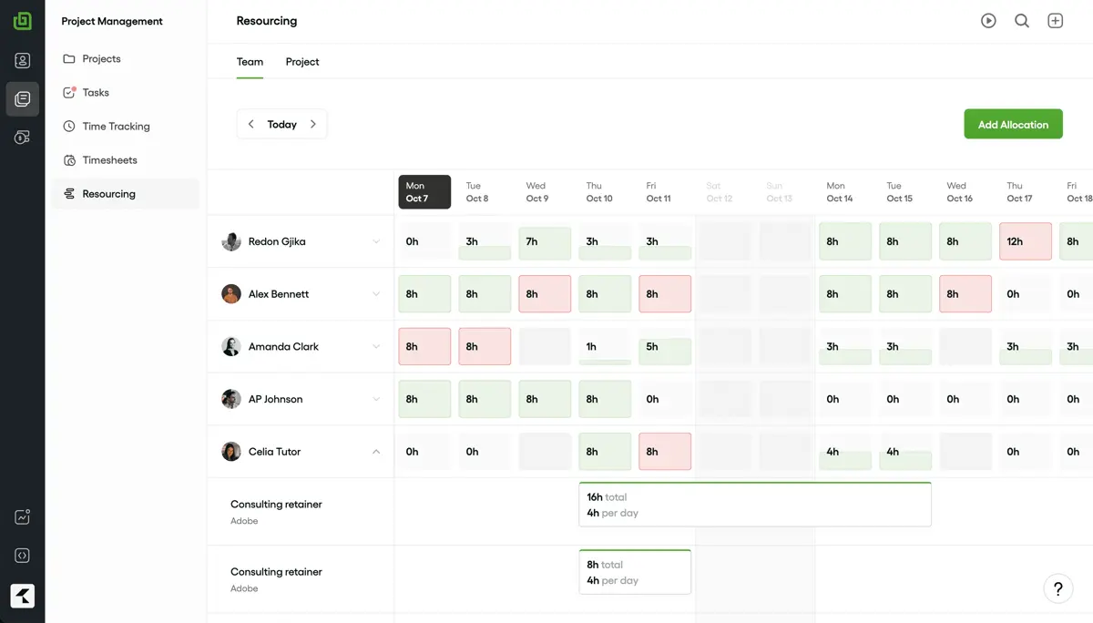 Bonsai allows users to allocate human resources easily for projects and tasks&nbsp;