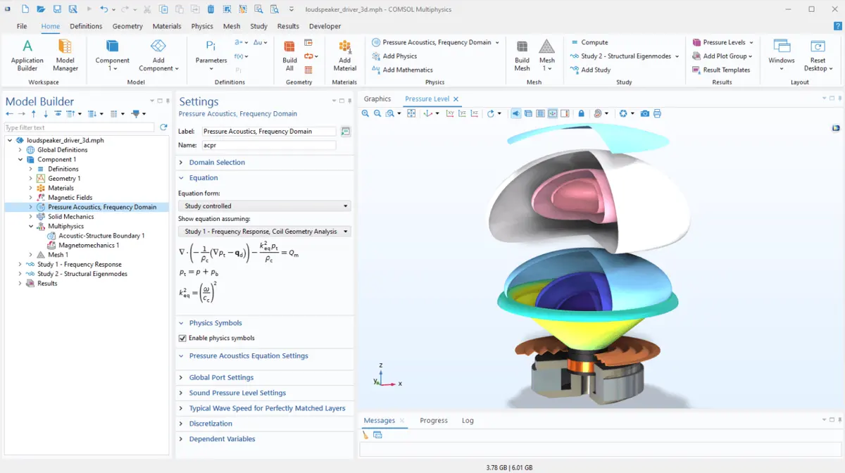 COMSOL Multiphysics dashboard