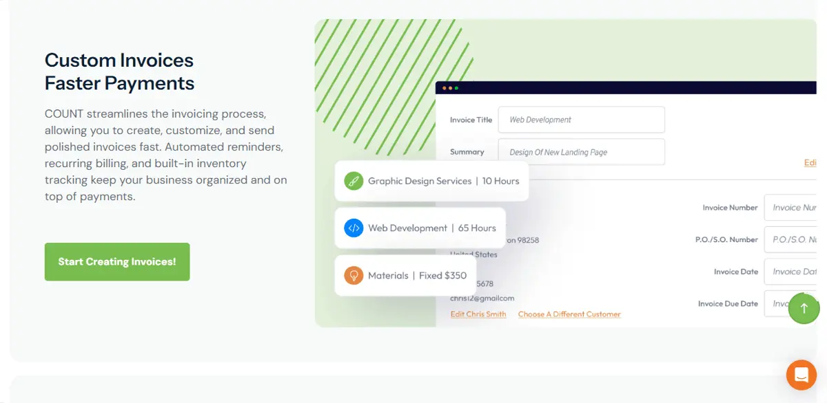 COUNT allows users to create custom invoices that make payments faster.