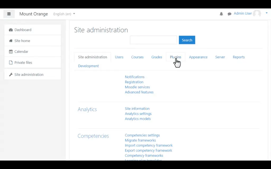 The Moodle dashboard can be customized with plugins