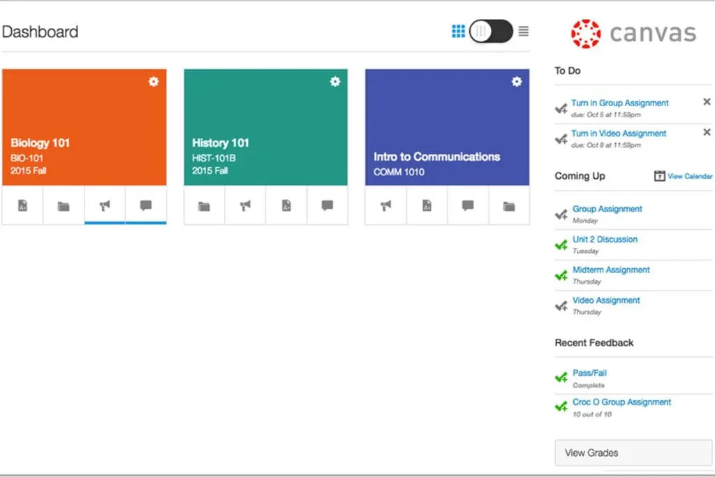 Canvas LMS also offers calendar features for more efficient organization.