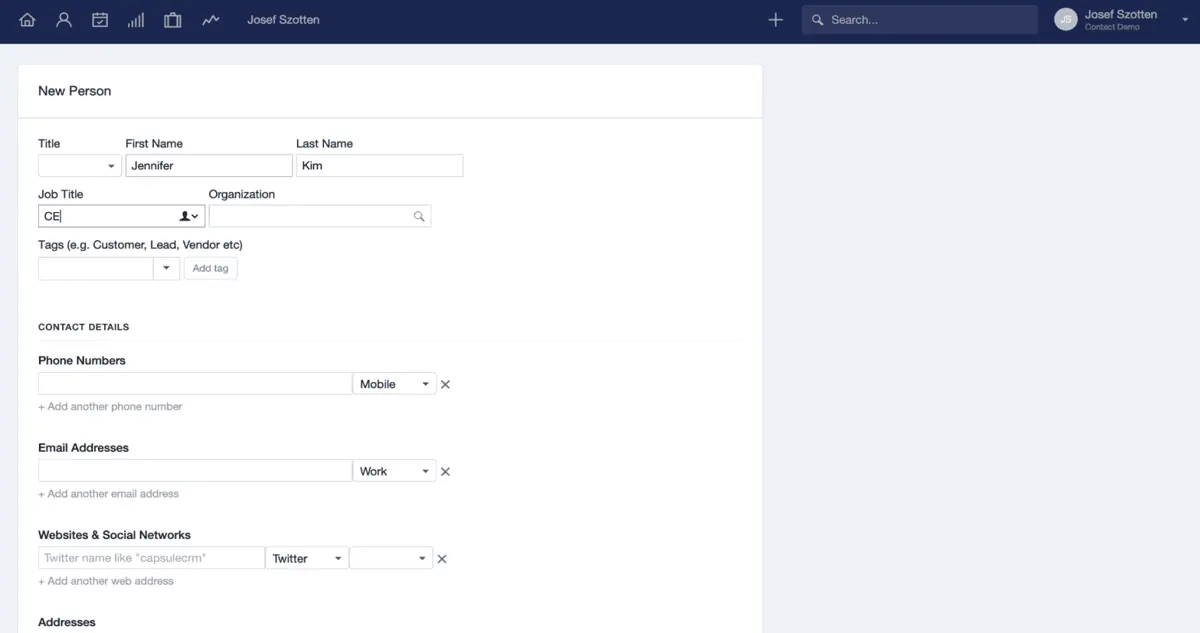 Users of Capsule CRM can manage multiple contacts depending on their plan.
