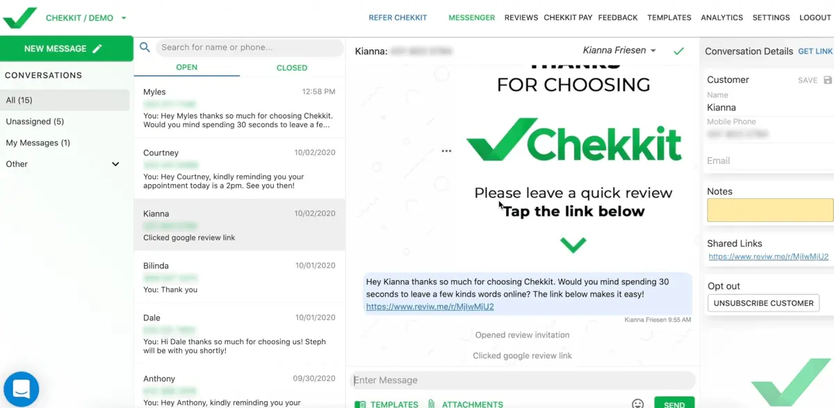 Chekkit customer communication