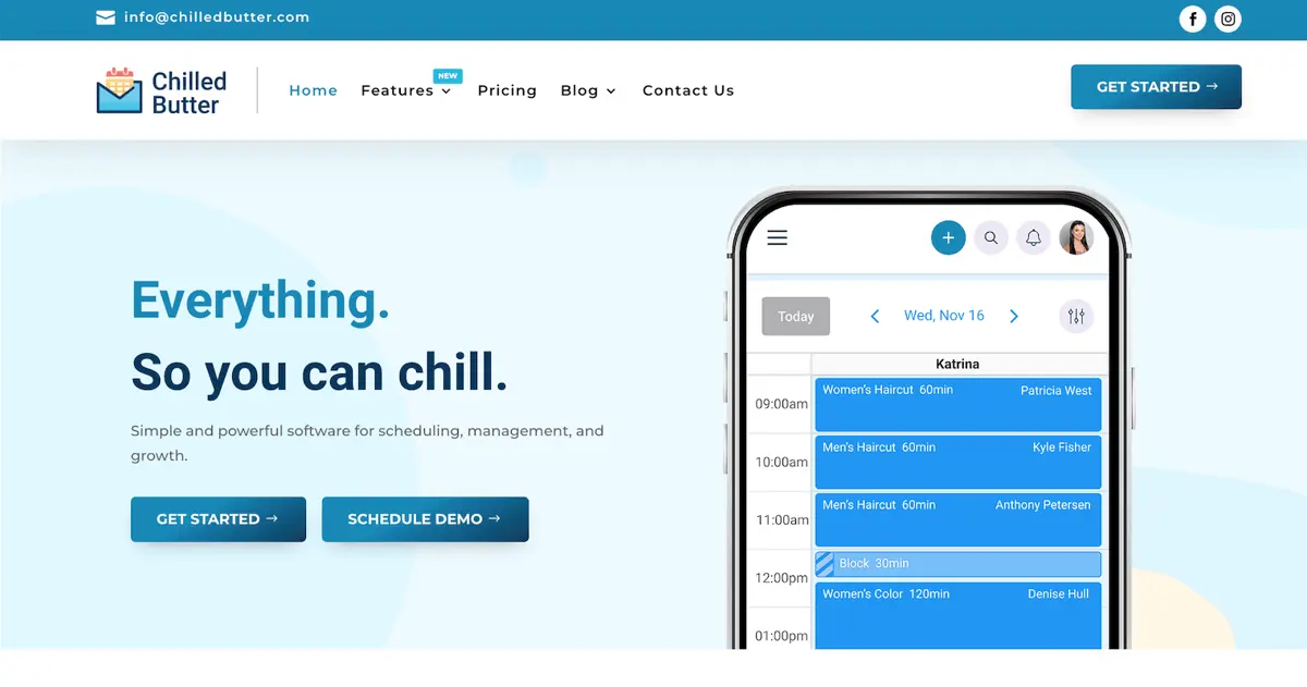 Chilled Butter scheduling software dashboard