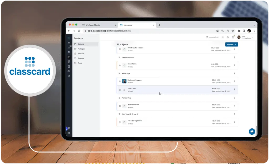 Classcard iPad Dashboard.png