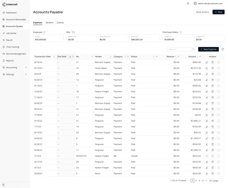 CrewCost also streamlines accounts payable processes to help businesses achieve more efficient financial management.