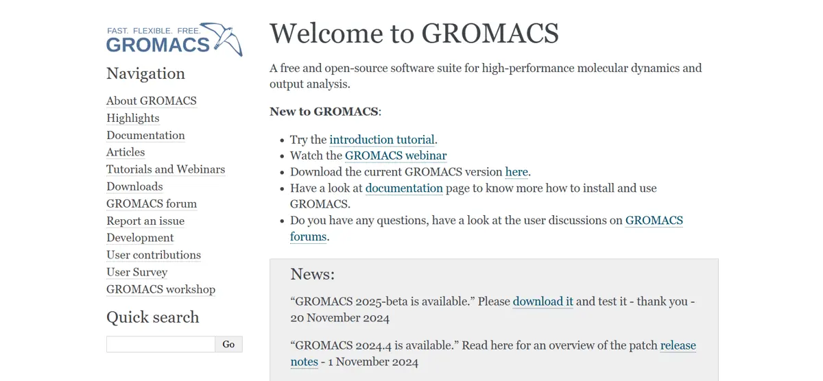 GROMACS dashboard