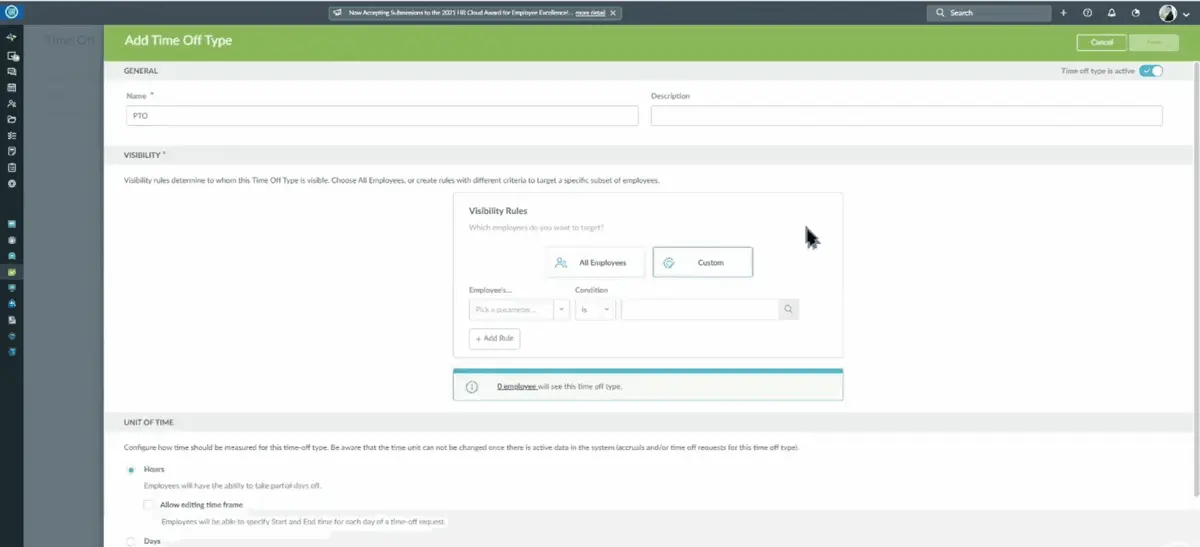 HR Cloud Time Off UI