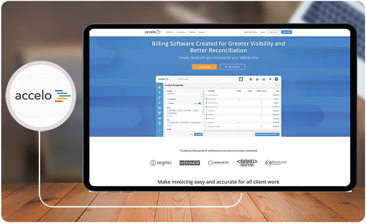 Accelo's billing software supports both fixed-price and time & material (T&M) invoicing. It also allows businesses to create fully customizable invoices that match their company branding.