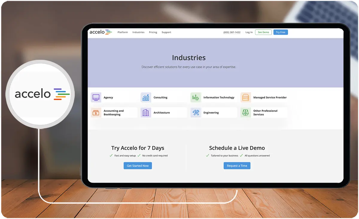 Accelo is designed to cater to a variety of industries, particularly focusing on professional service businesses.
