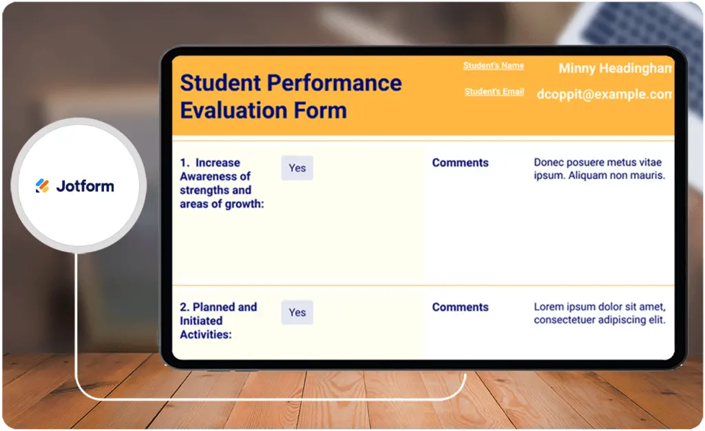 Jotform’s soft skills evaluation template enables the inclusion of open-ended comments and feedback.