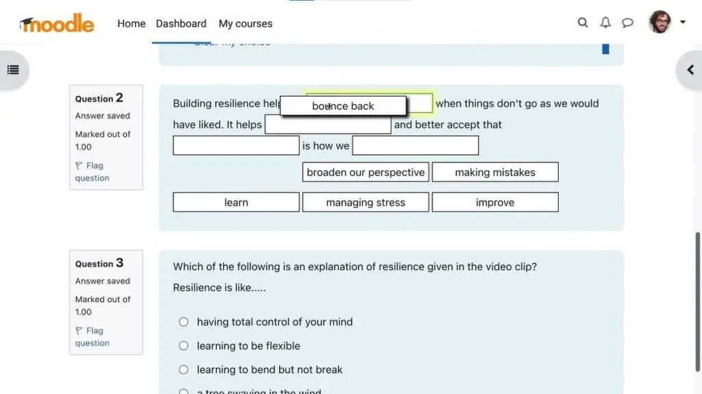 Moodle enables educators and trainers to create interactive quizzes to further engage students and trainees.