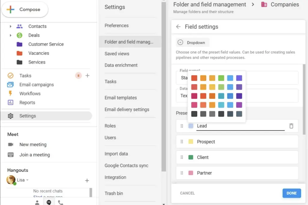 NetHunt CRM provides different field types and customizations to help users source more relevant information.