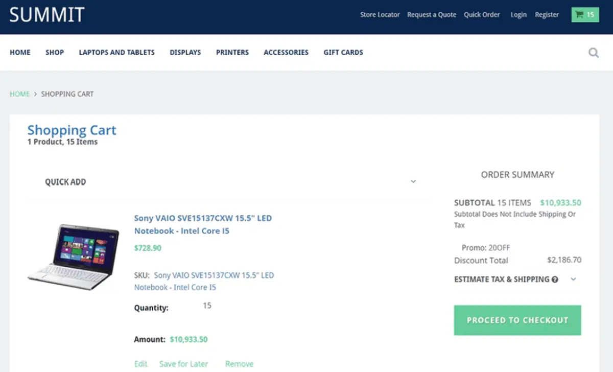 NetSuite SuiteCommerce sample shopping cart