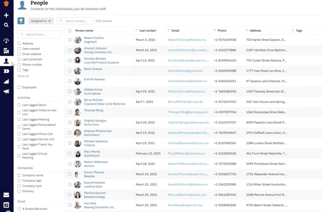 Nutshell allows users to centralize contact information for easier reference.