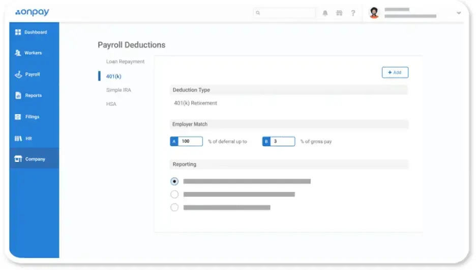 OnPay payroll dashboard