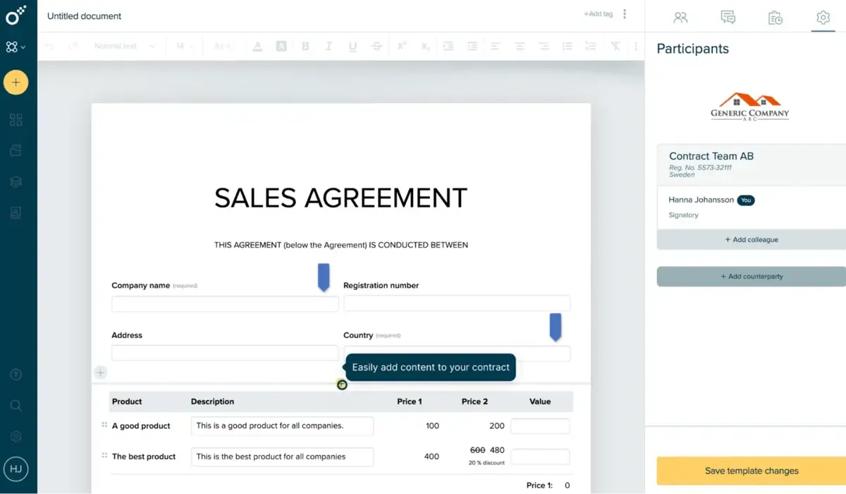 Oneflow sales contract