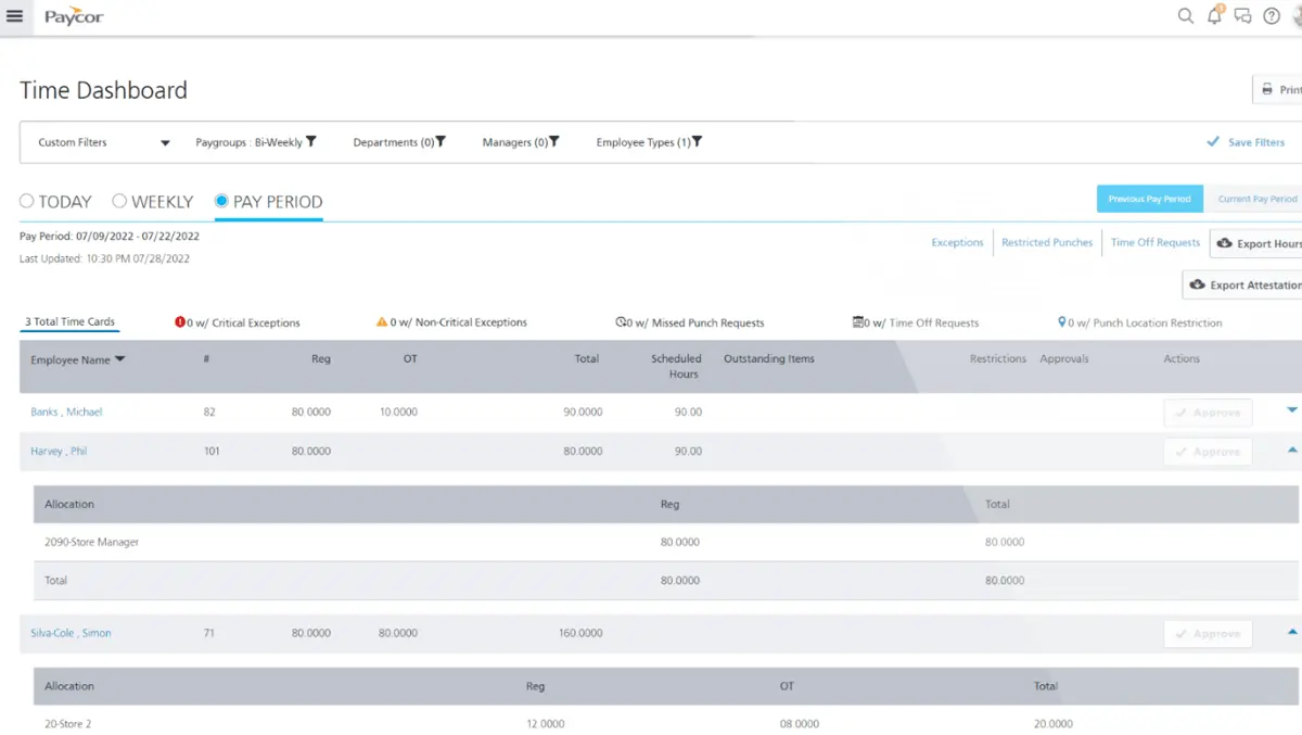 Track, manage, and optimize employee schedules and time-off requests effortlessly with Paycor’s Time Dashboard.
