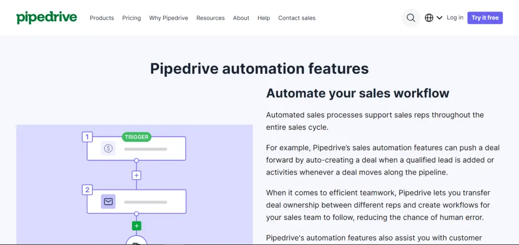 Pipedrive automates repetitive sales and marketing activities.