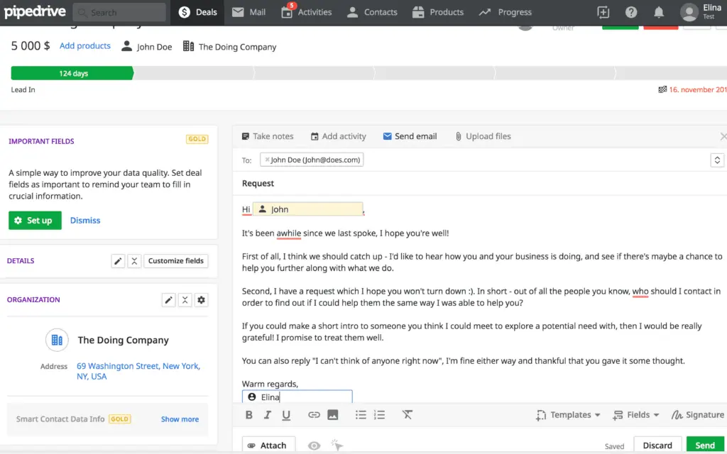 Pipedrive and Zoho CRM centralize internal and external communications for efficiency.