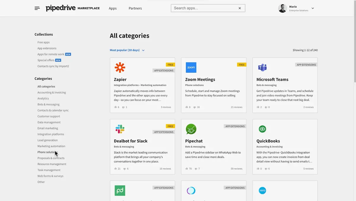 Pipedrive has its own marketplace with useful integrations for sales and marketing teams.