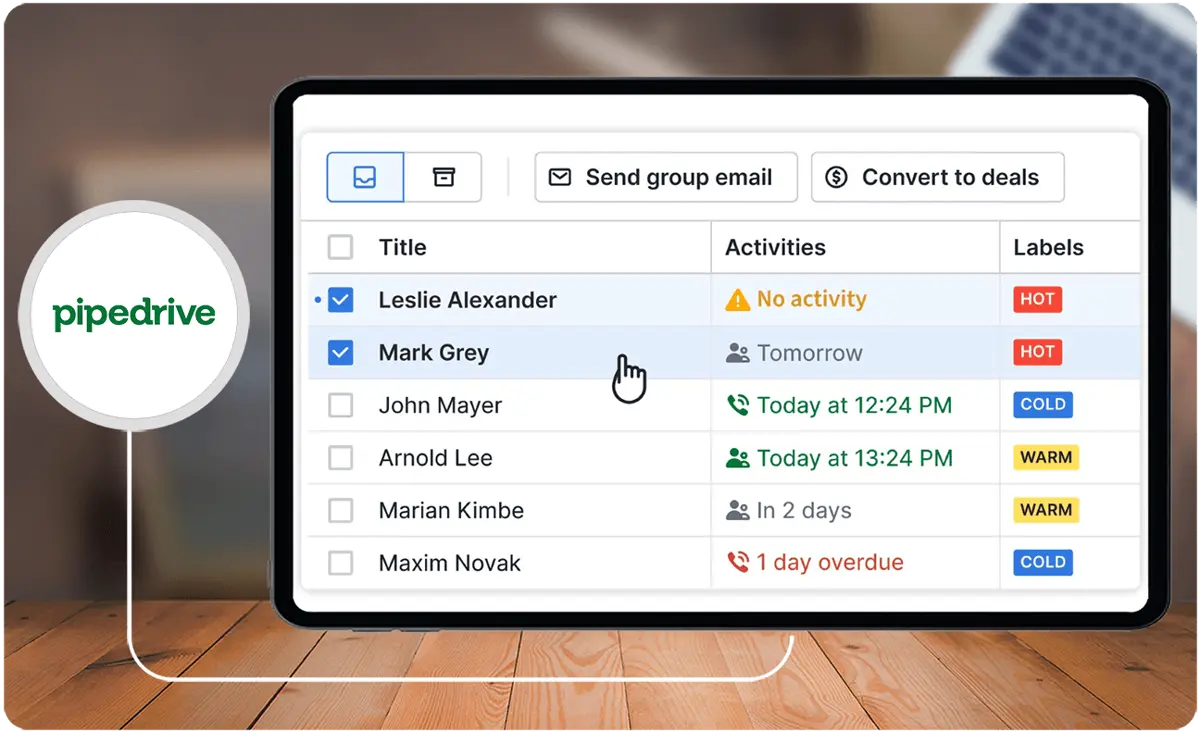 Pipedrive lets you streamline customer data and interactions into a single, uncomplicated tool, allowing quick action when opportunities arise.