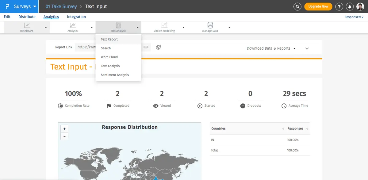 You can also use QuestionPro to analyze text answers on surveys.
