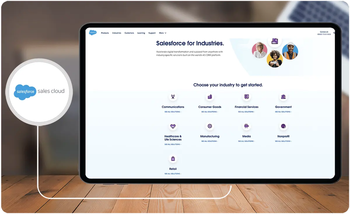 Salesforce Sales Cloud offers industry-specific solutions tailored to the unique needs of various sectors.