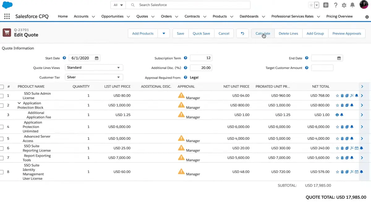 Salesforce Sales Cloud enables organizations to easily create custom quotations for diverse clients.