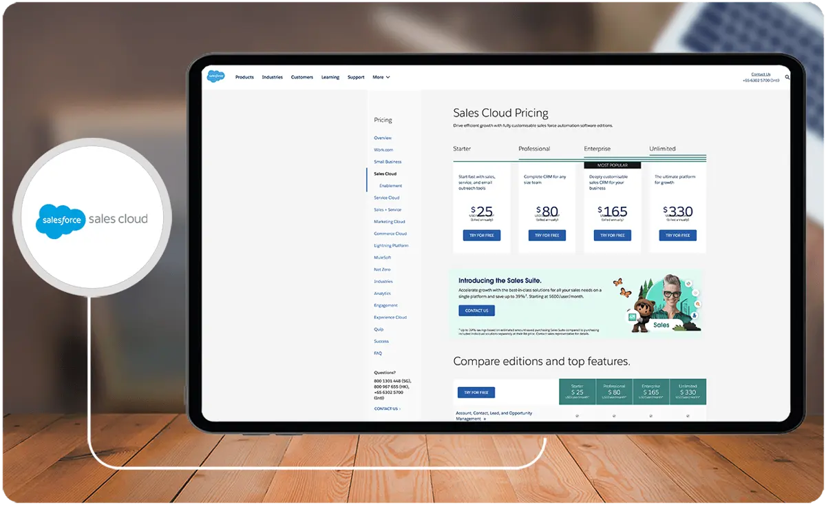 Salesforce Sales Cloud has fully customizable sales force automation software pricing editions to drive efficient growth.