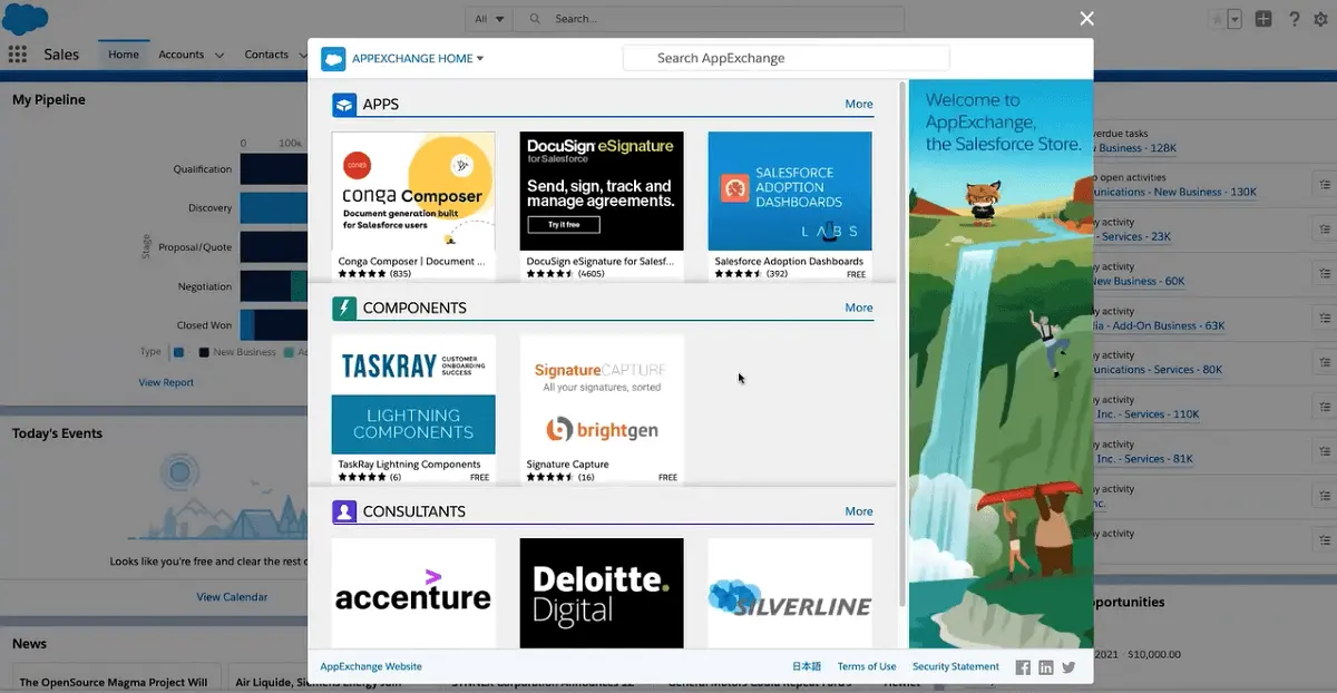You can find third-party tools and integrate them directly into your Salesforce Sales Cloud platform from within the app.
