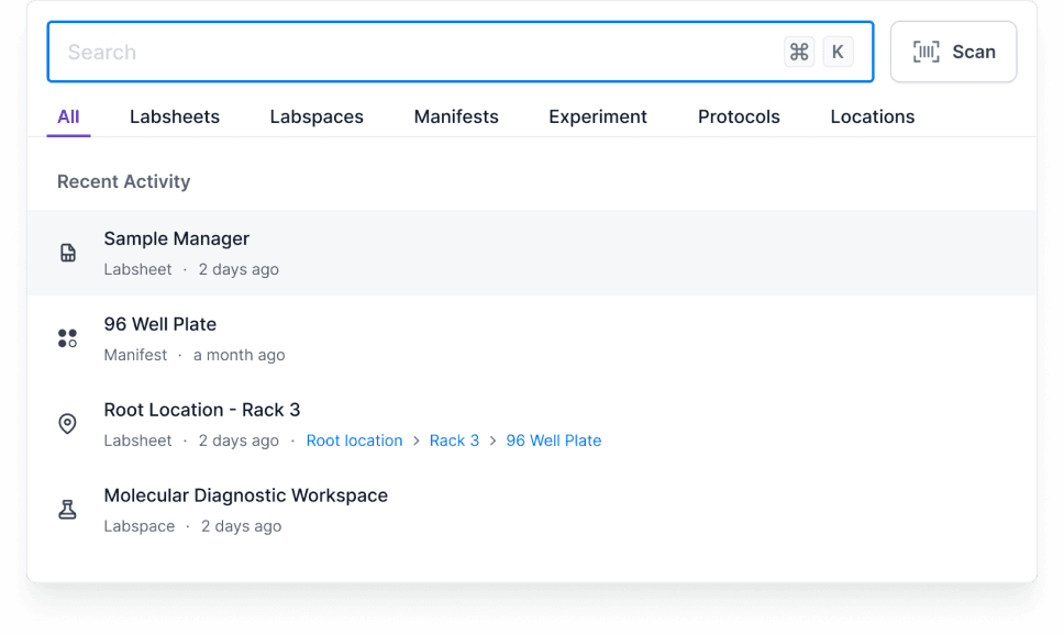 Scispot dashboard image