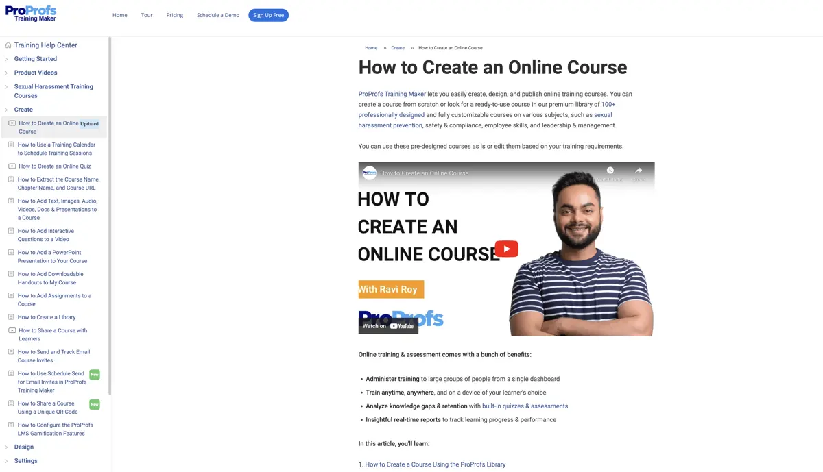 ProProfs Training Maker lets users create an online course from scratch or use a ready-to-use template.