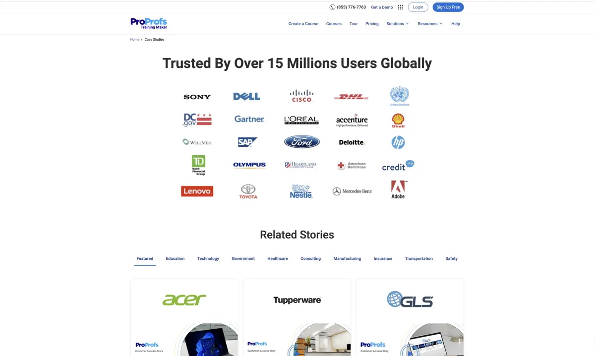 More than 15 million users worldwide trust ProProfs Training Maker.
