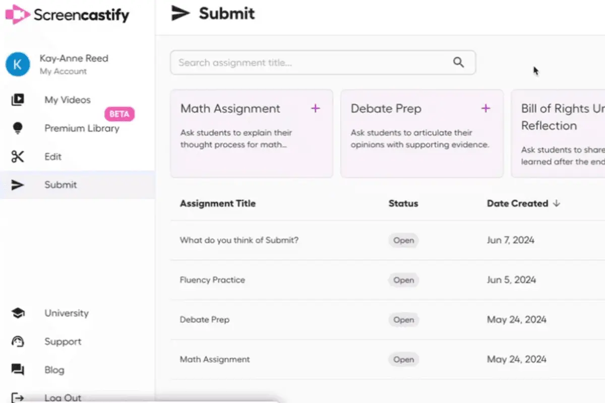 screencastify submit<br>