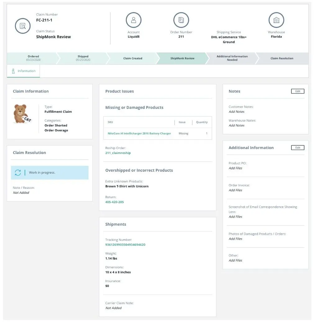 You can also organize claims more easily through ShipMonk's platform.