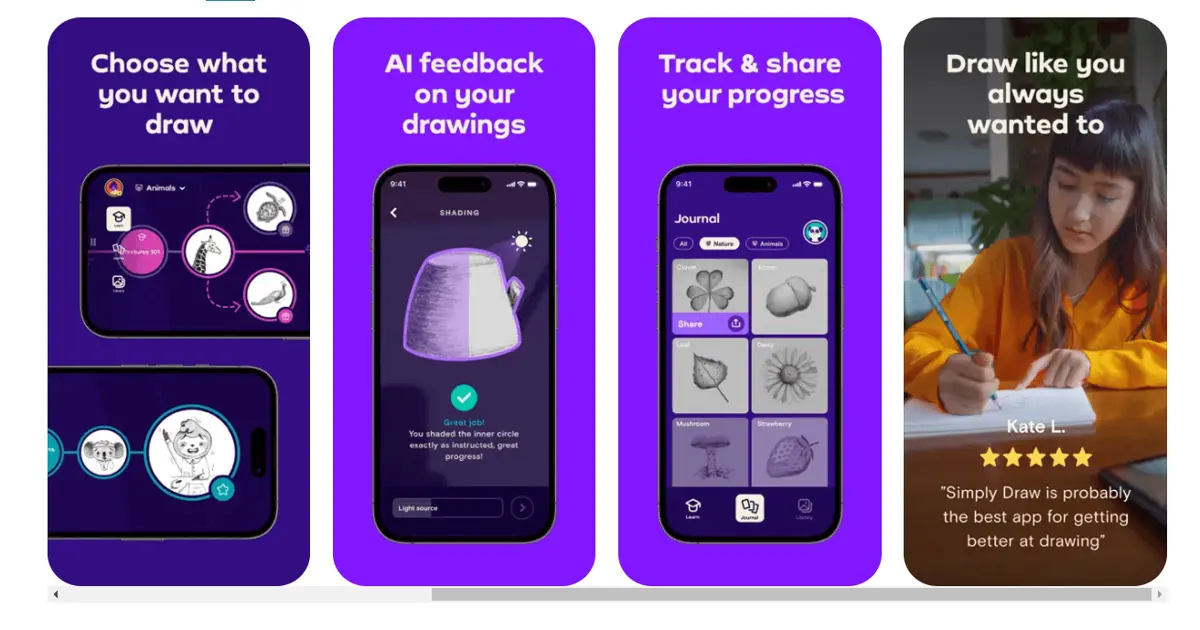 Simply Draw's AI-powered feedback on your drawings is a clear benefit.