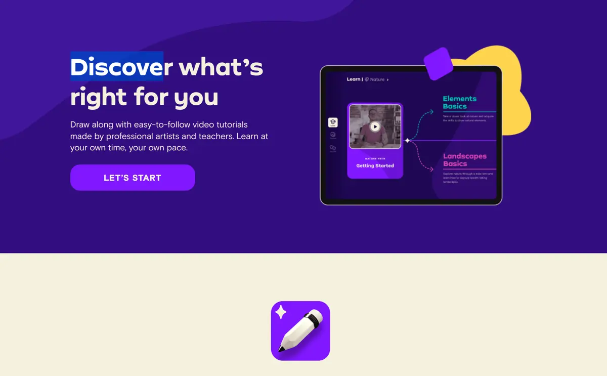 Personalized learning and a wealth of video tutorials created by professional artists and teachers are the core of Simply Draw.