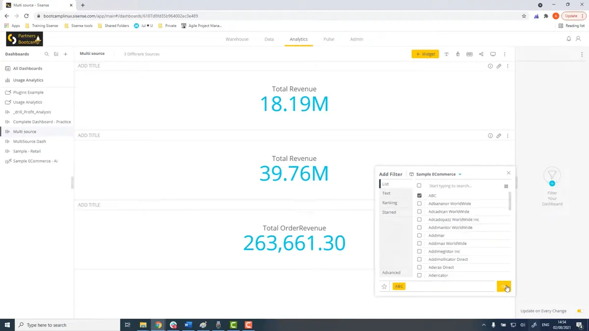 Sisense can track all the revenue streams of users.