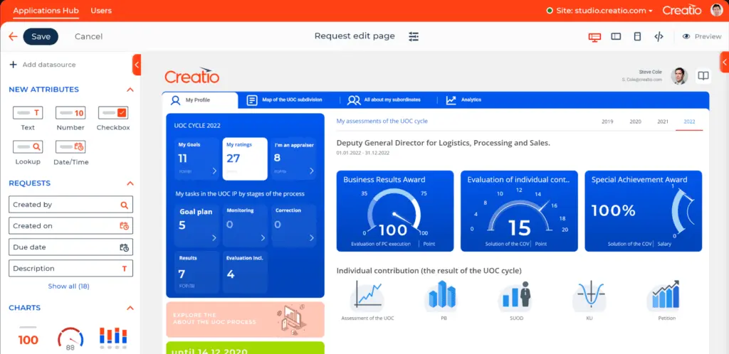 Studio Creatio is a no-code designing platform that lets organizations automate workflows and create software applications.